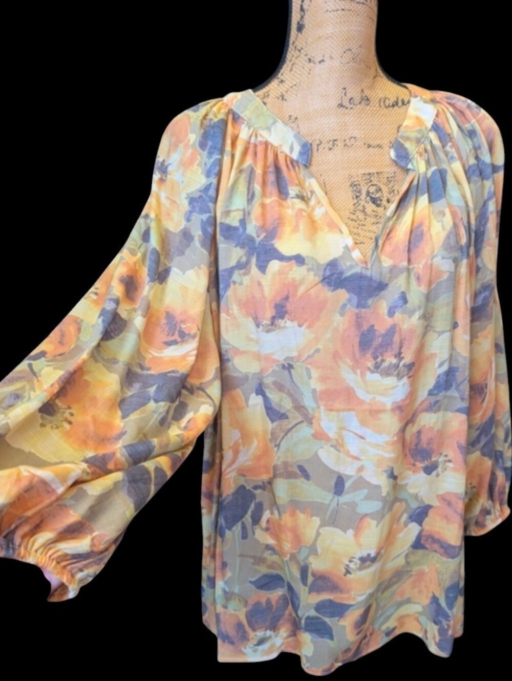 Sunlit Floral Peasant Blouse - Yellow & Purple